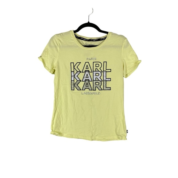 Karl Lagerfeld Paris Colorblock Logo Knit Sweater Black White XS - Picture 1 of 6
